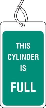 54539 Safety Tag This cylinder is full Pk 10 (80x150mm) Safety Sign