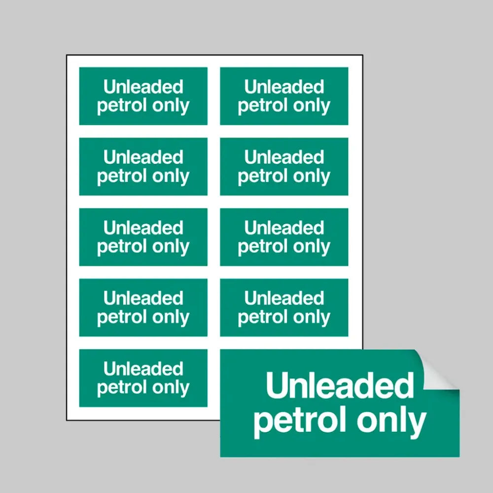 54567 Unleaded petrol only sheet of 10 self adhesive labels 40x18mm Miscellaneous - SAV