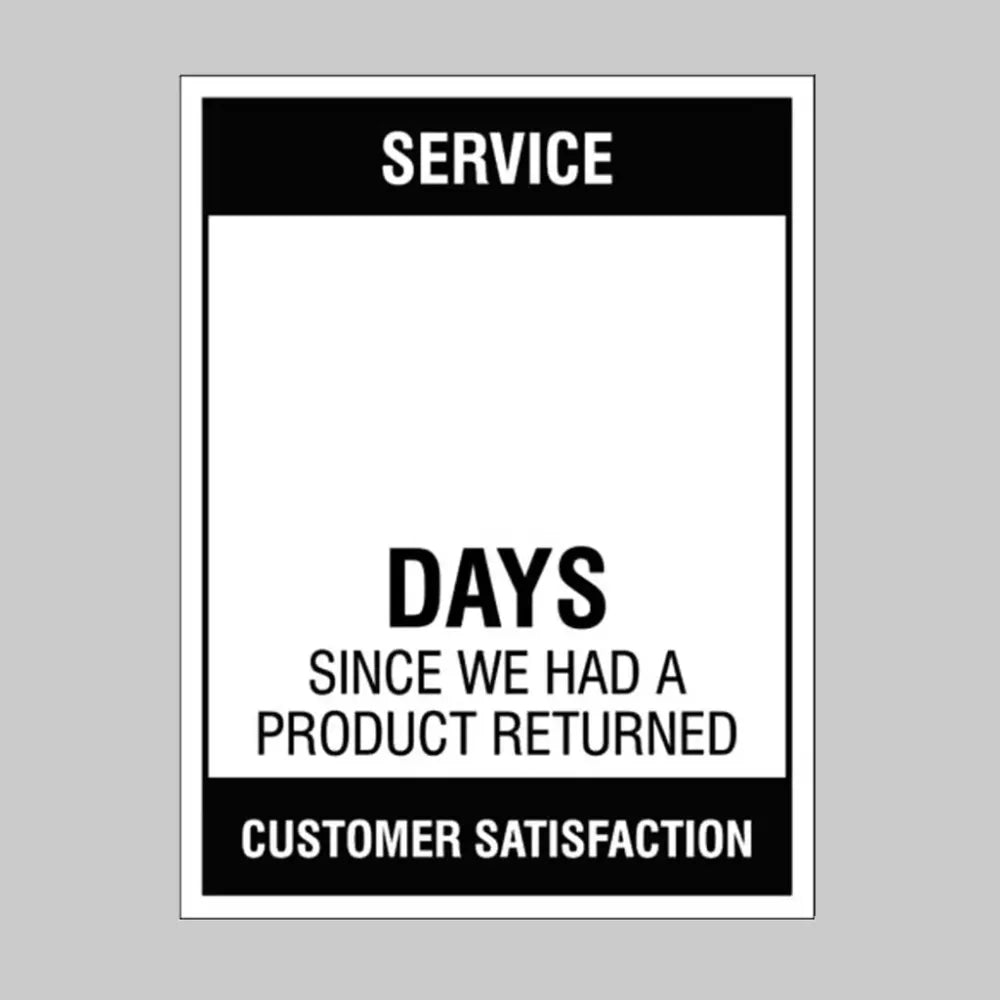 54703 Service … Days since a product return, 300x400mm rigid PVC with wipe clean over laminate Miscellaneous
