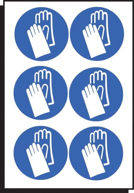 55032 Hand protection symbol 50mm dia - sheet of 6 (50mm dia) Safety Sign