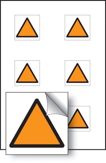 55055 Orange triangle vibration safety 25x25mm - sheet of 6 self adhesive (25x25mm) Safety Sign
