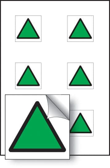 55056 Green triangle vibration safety 25x25mm - sheet of 6 self adhesive (25x25mm) Safety Sign