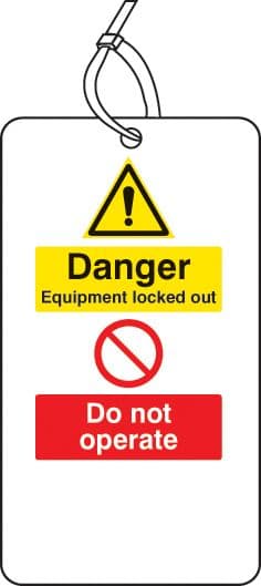 55071 Lockout Tag - Danger equipment locked out Do not operate (80x150mm) Pk of 10 (80x150mm)