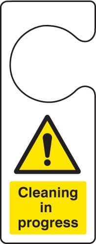 55104 Cleaning in progress - door hanger (80x205mm) Safety Sign