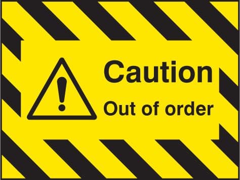 55130 Door Screen Sign- Caution out of order 600x450mm (600x450mm) Safety Sign
