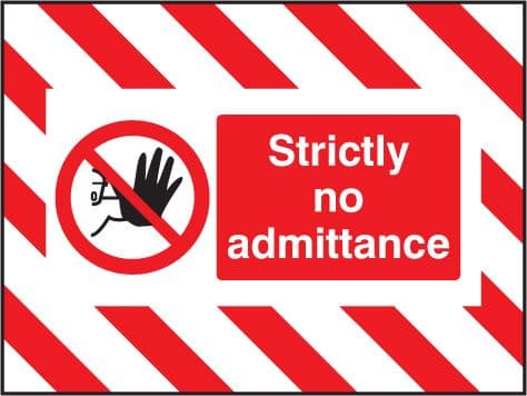 55132 Door Screen Sign- Strictly no admittance 600x450mm (600x450mm) Safety Sign