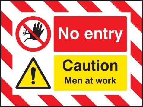 55134 Door Screen Sign- No entry Caution men at work 600x450mm (600x450mm) Safety Sign