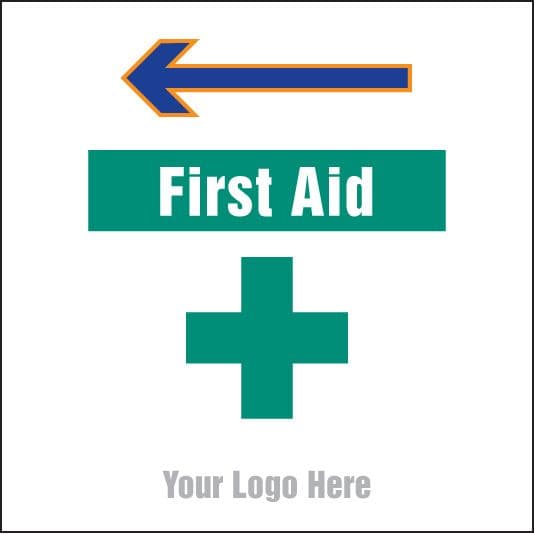 55729 First aid, arrow left site saver sign 400x400mm (400x400mm) Safety Sign