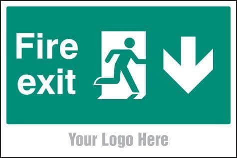 55792 Fire exit, arrow down, site saver sign 600x400mm - Miscellaneous (600x400mm) Safety Sign