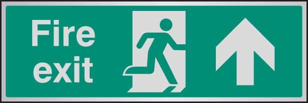 55925 Fire exit arrow ahead aluminium 300x100mm (300x100mm) Safety Sign