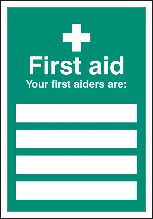 56004 First aiders are (space for 4) adapt-a-sign 215x310mm (215x310mm) Safety Sign