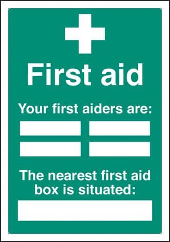 56027 First aiders the nearest first aid box is situated adapt-a-sign 215x310mm (215x310mm)
