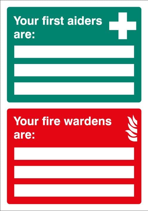 56079 First Aiders/Fire Wardens are Adapt-a-sign 215x310mm (215x310mm) Safety Sign