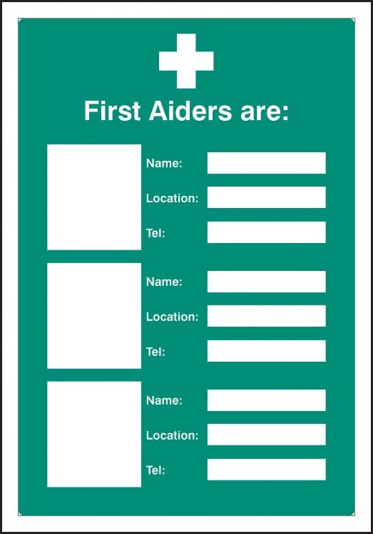 56083 First aiders are (space for 3) adapt-a-sign 215x310mm (215x310mm) Safety Sign