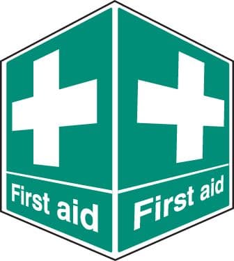 56087 First aid - projecting sign (150x200mm) Safety Sign