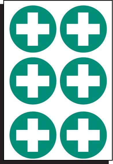 56100 First aid symbol 65mm dia - sheet of 6 (65mm dia) Safety Sign