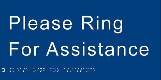 56149 Braille - Please ring for assistance (300x150mm) Safety Sign