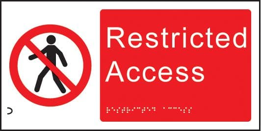 56171 Braille - Restricted access (300x150mm) Safety Sign