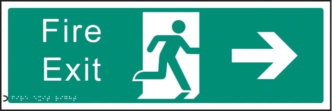 56186 Braille - Fire exit right (450x150mm) Safety Sign