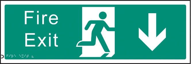 56199 Braille - Fire exit down (450x150mm) Safety Sign