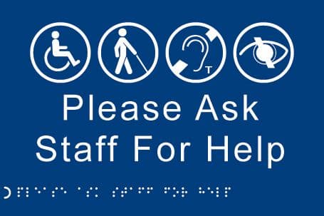 56490 Braille - Please ask staff for help (225x150mm) Safety Sign
