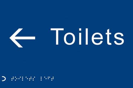 56493 Braille - Toilets <--- (225x150mm) Safety Sign