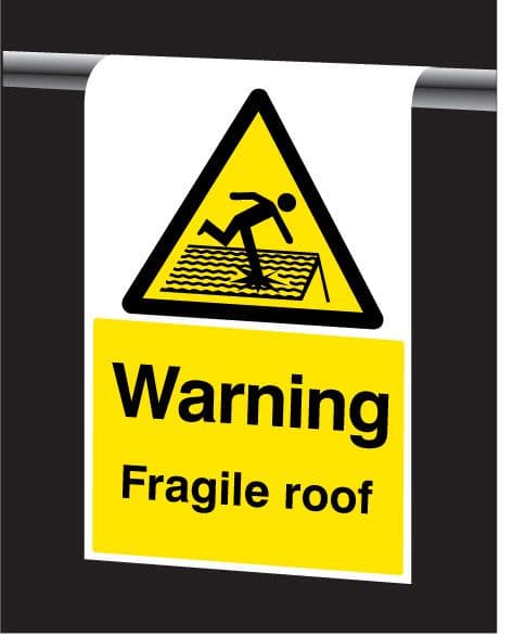56495 Roll top - Warning fragile roof (400x600mm) Safety Sign