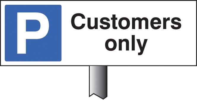 56530 Parking customers only verge sign 450x150mm (post 800mm) (450x150mm) Safety Sign