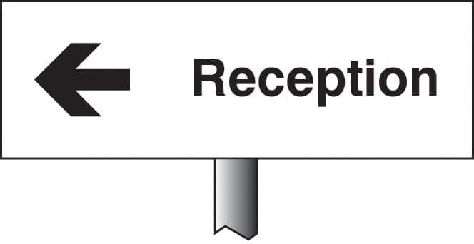 56538 Reception left verge sign 450x150mm (post 800mm) (450x150mm) Safety Sign
