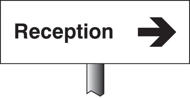 56539 Reception right verge sign 450x150mm (post 800mm) (450x150mm) Safety Sign