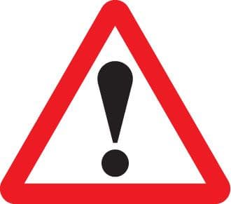 56545 Warning ! 600mm triangle sign with text variant (600mm) Safety Sign