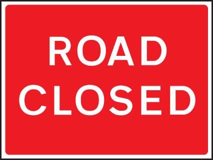 56558 Road closed fold up 1050x750mm sign (1050x750mm) Safety Sign
