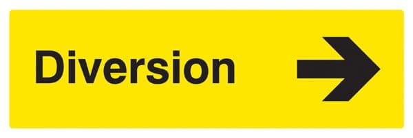 56586 Verge sign - Diversion right 450x150mm (post 800mm) (450x150mm) Safety Sign