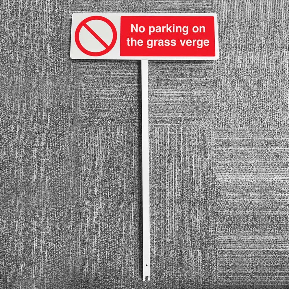 56695 Verge sign - No parking on the grass verge 450x150mm (post 800mm) Miscellaneous