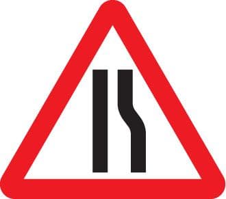 57645 Road narrows right fold up 750mm triangle sign (750mm) Safety Sign