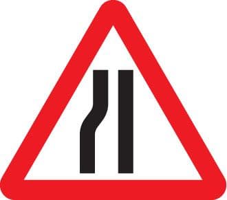 57646 Road narrows left fold up 750mm triangle sign (750mm) Safety Sign