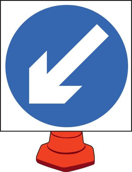 57656 Keep left cone sign 750mm (750mm) Safety Sign