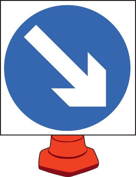 57657 Keep right cone sign 750mm (750mm) Safety Sign