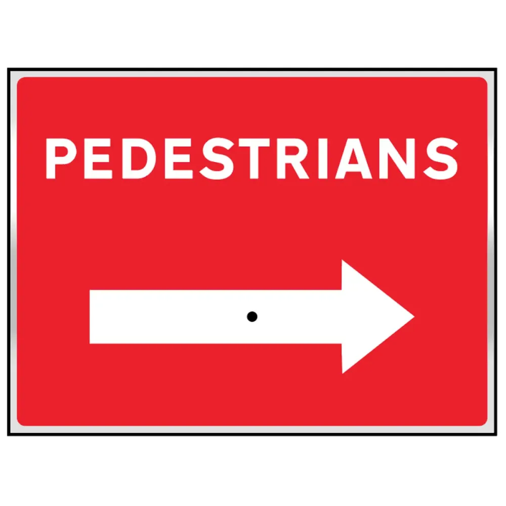57688 Pedestrians with reversible arrow 600x450mm aluminium sign with wing nut and arrow Miscellaneous