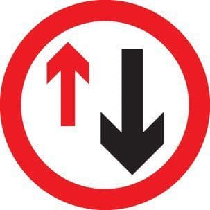 57719 Vehicle priority Class R2 Permanent 600mm Dia (3mm aluminium composite) Safety Sign