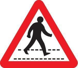 57793 Pedestrians crossing ahead class R2 Permanent 600mm triangle (3mm aluminium composite)