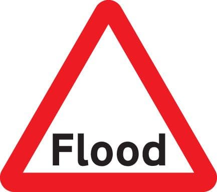 57922 Flood 750mm triangle Class RA1 zintec (750mm) Safety Sign