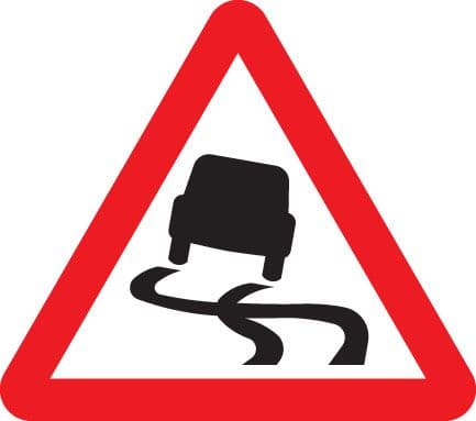 57923 Slippery road 750mm triangle Class RA1 zintec (750mm) Safety Sign