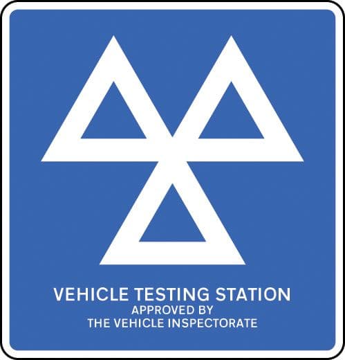 57970 Vehicle testing station approved by the vehicle inspectorate (600x625mm) Safety Sign