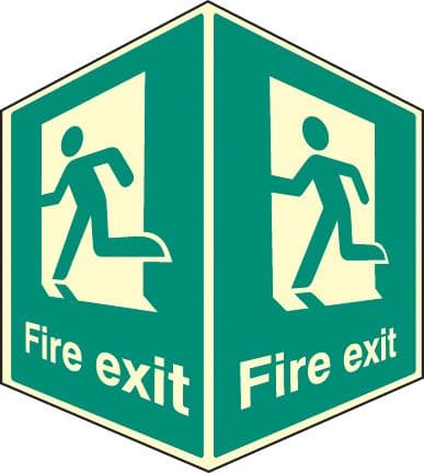 58008 Fire exit - projecting sign photoluminescent (150x200mm) Safety Sign