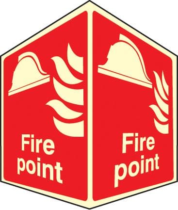 58013 Fire point - projecting sign photoluminescent (150x200mm) Safety Sign