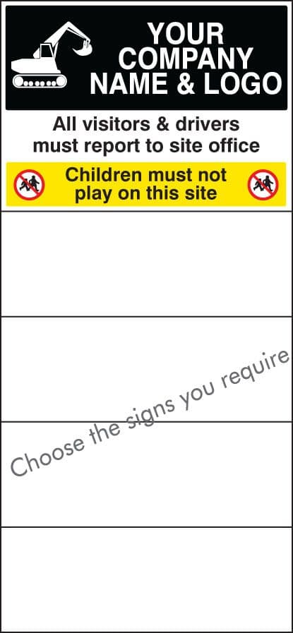 58019 Site safety board 600x1200mm c/w logo and select signs (600x1200mm) Safety Sign
