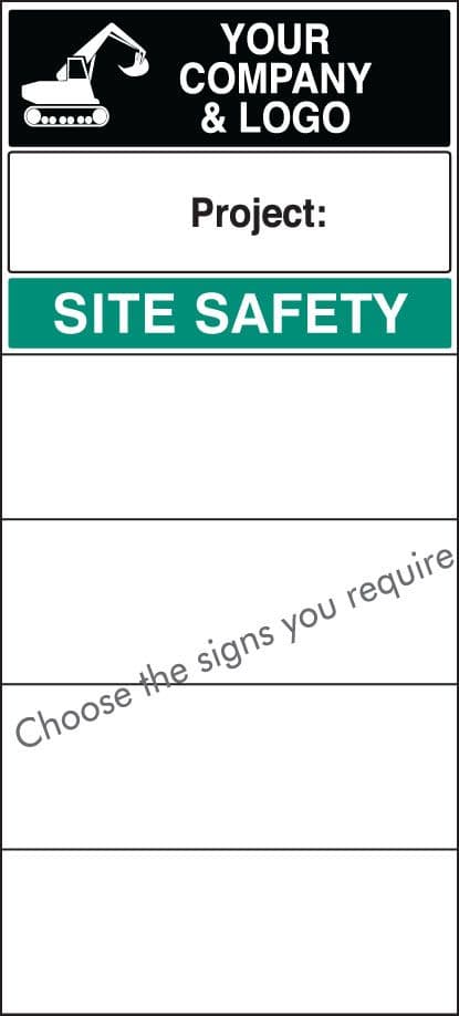 58030 Site safety board 600x1200mm c/w logo and select signs (600x1200mm) Safety Sign