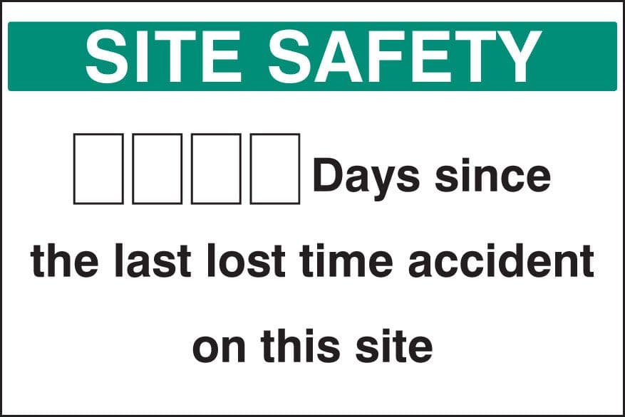 58033 Lost time accident board & 2 sets of numbers (900x600mm) Safety Sign