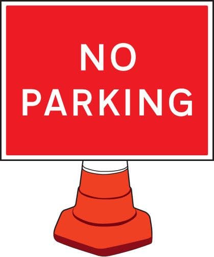 58084 No parking cone sign 600x450mm (600x450mm) Safety Sign